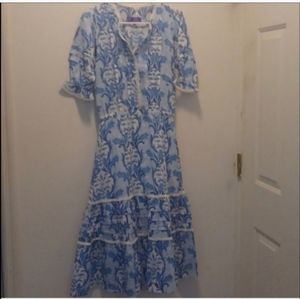 Lexy London cotton midi maxi cottagecore designer shirt dress